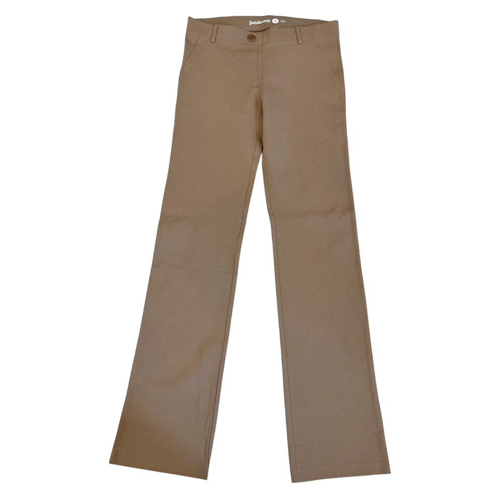 Betabrand Dress Pant Yoga Pants Khaki Tan Straight Leg Stretch - Size Small